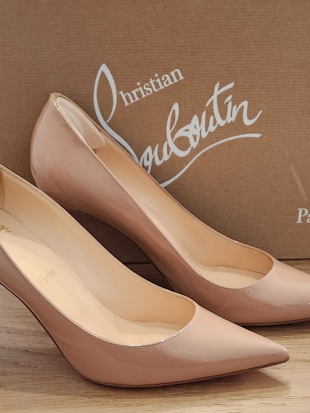 Christian Louboutin Patent Nude Pink Pointed-Toe Pumps